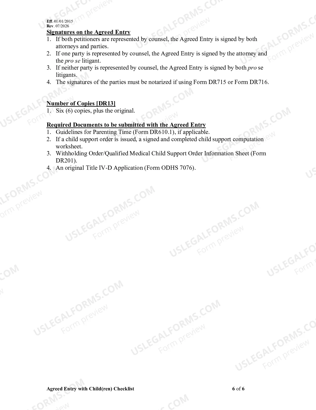 Preview Compliance Checklist For Agreed Entries
