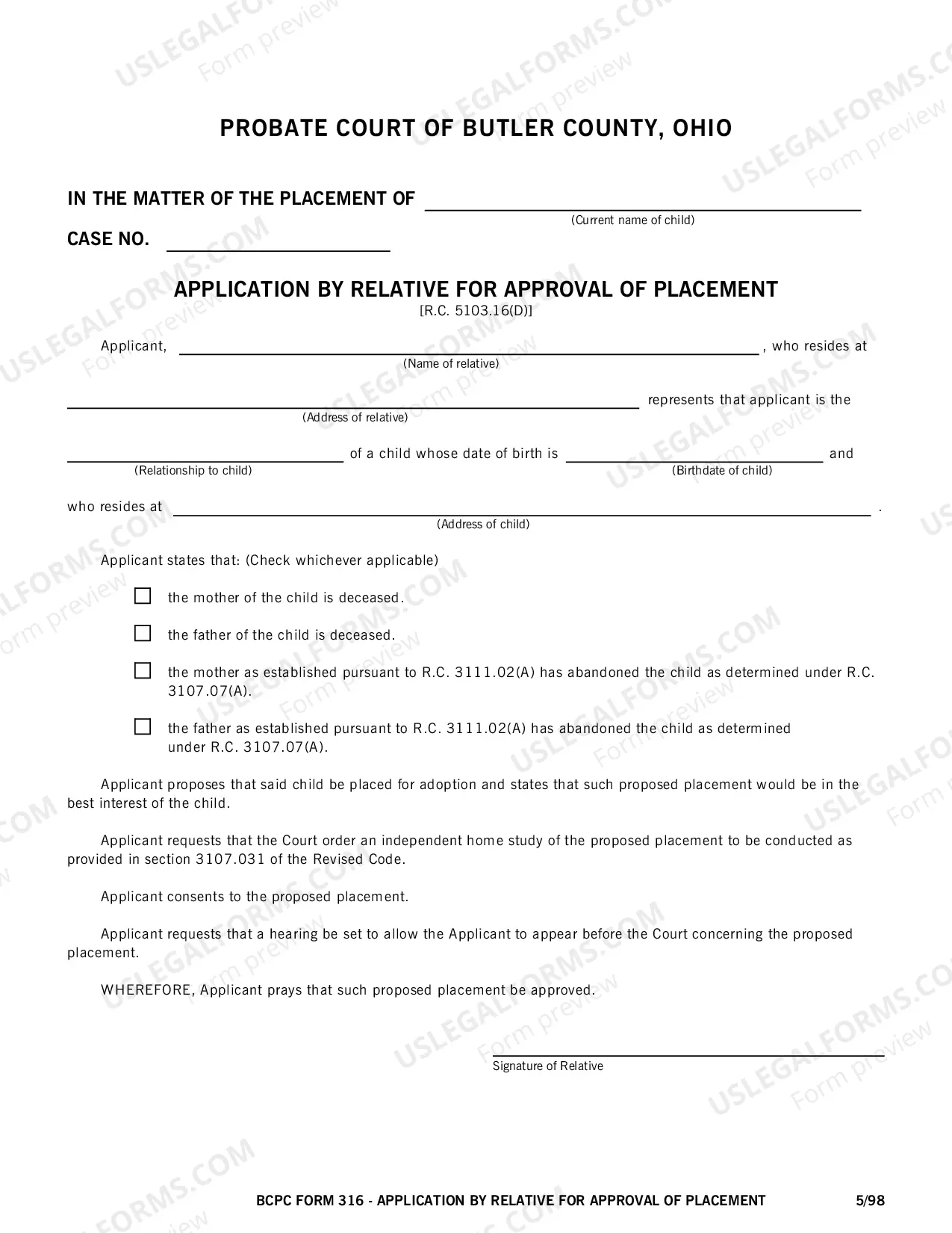 Preview Adoption Placement Package