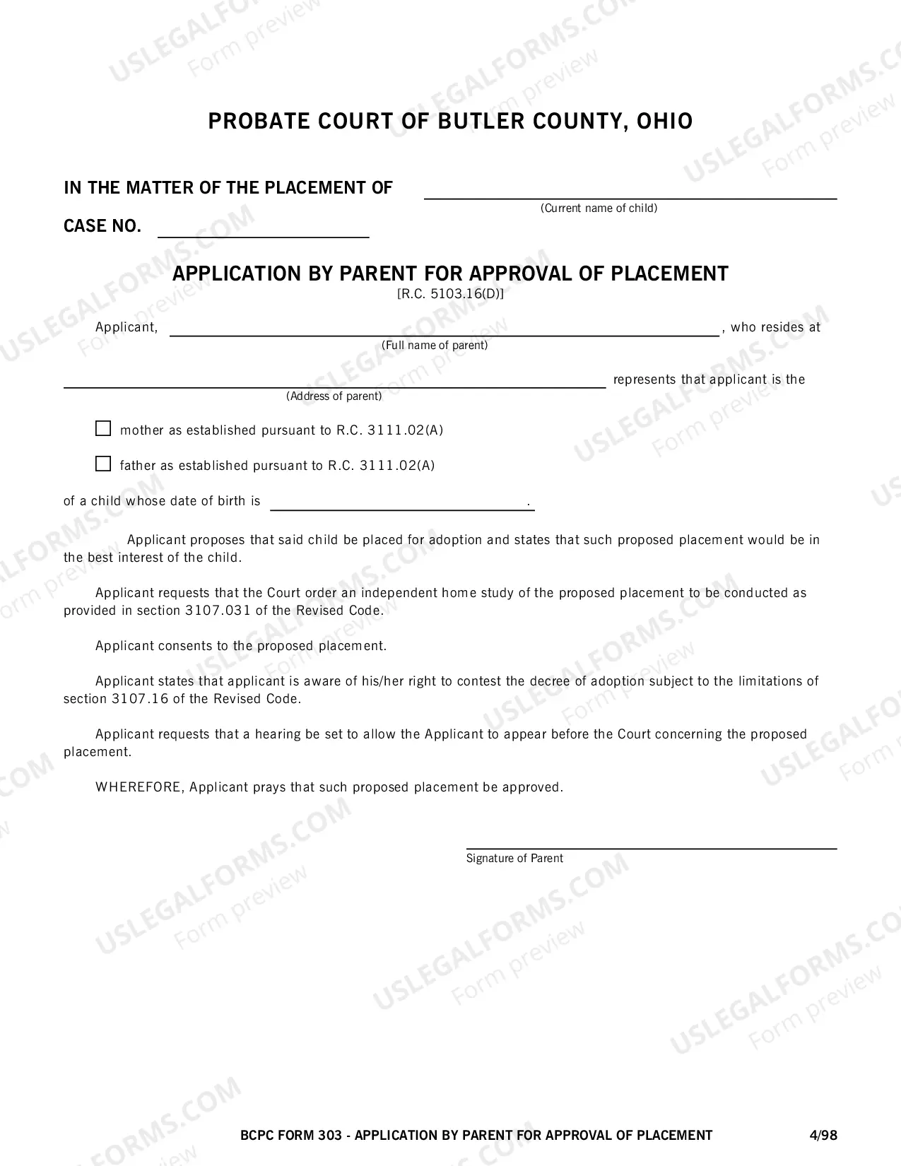 Preview Adoption Placement Package