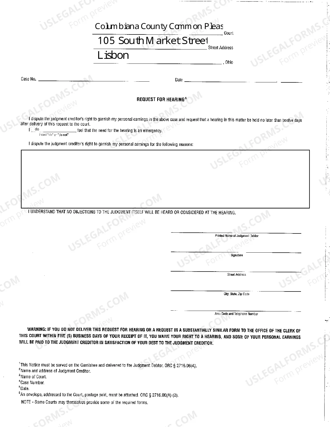 Preview Notice to Defendant