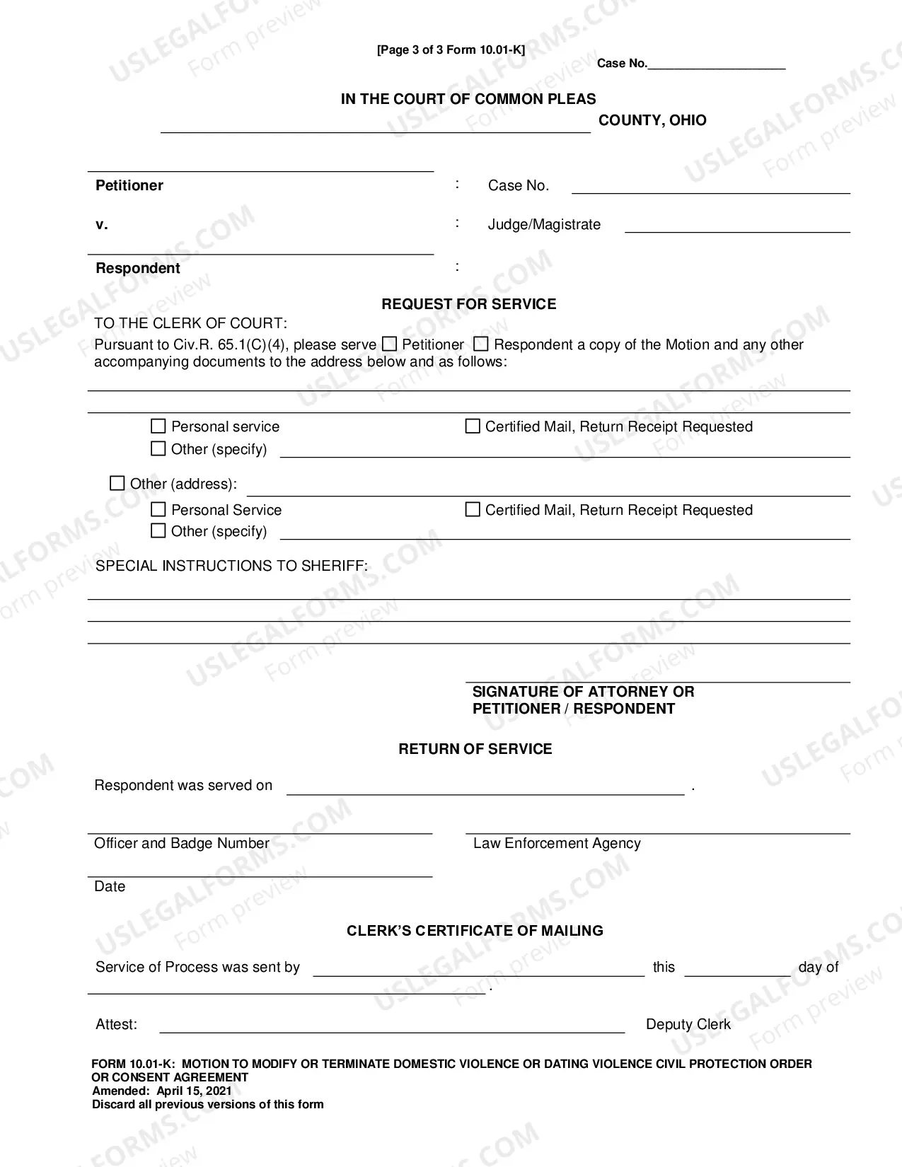 Preview Motion To Modify Or Terminate Domestic Violence Civil Protection Order Or Consent Agreement