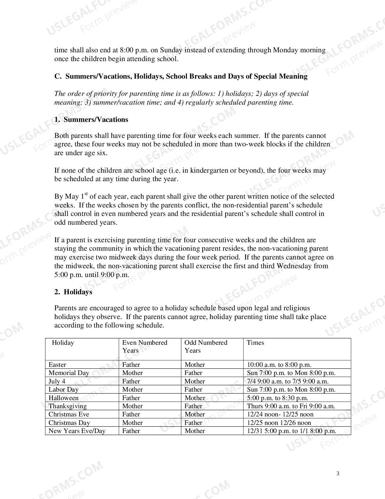 Preview Parenting Time Guidelines For Non Residential Parent