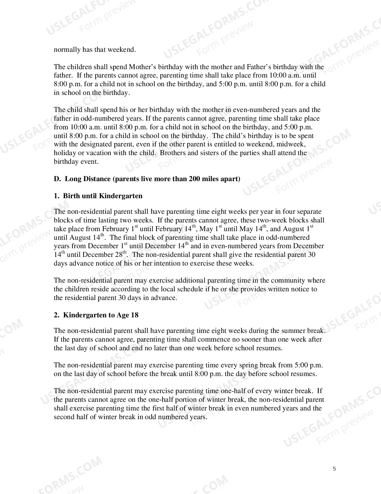 Preview Parenting Time Guidelines For Non Residential Parent