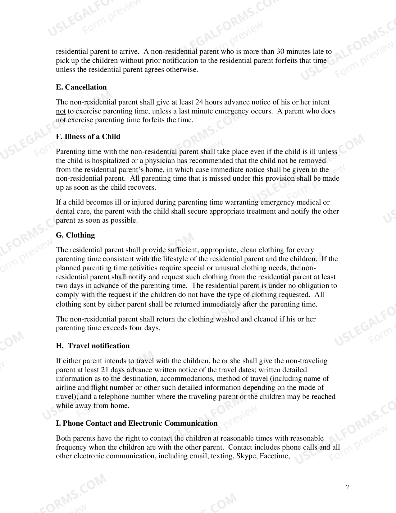 Preview Parenting Time Guidelines For Non Residential Parent