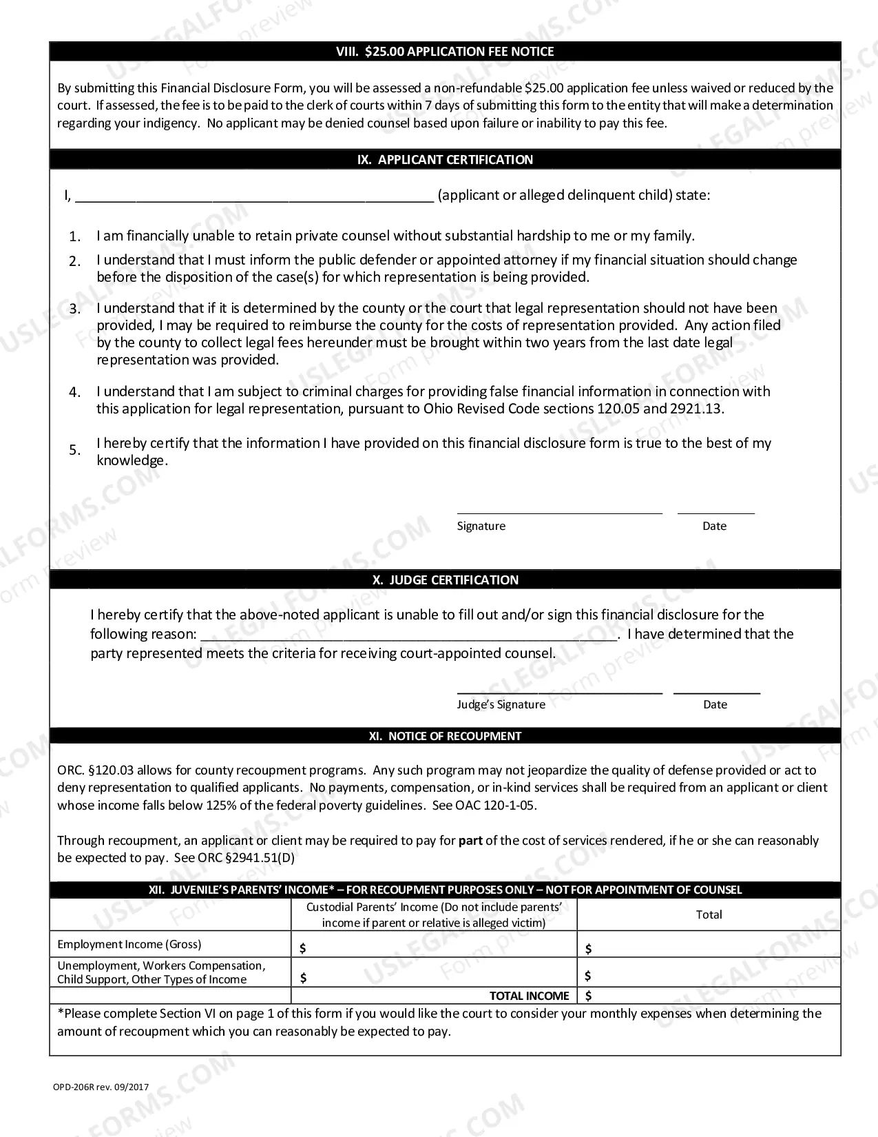 Preview Financial Disclosure Affidavit Of Indigency