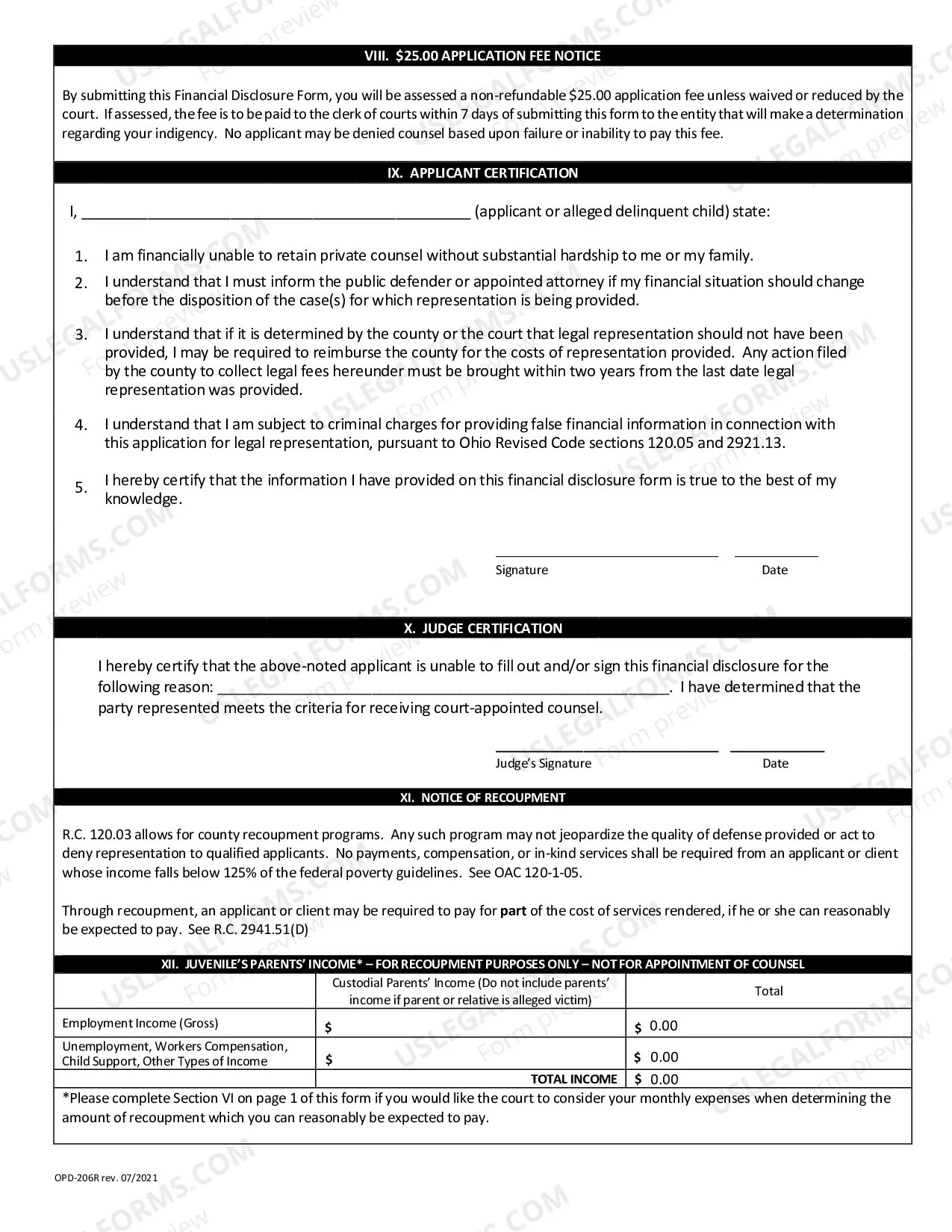 Preview Affidavit Of Indigency
