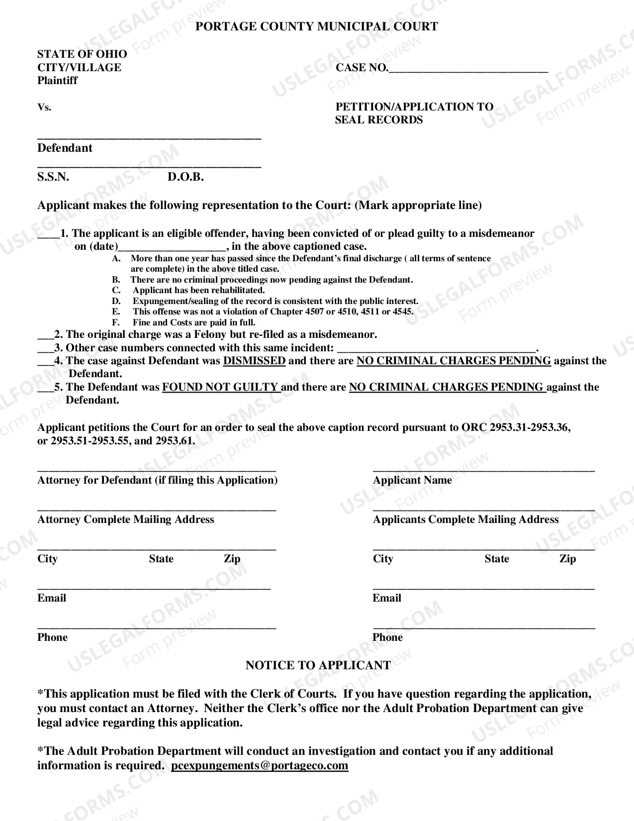 Preview Petition-Application To Expunge-Seal Records