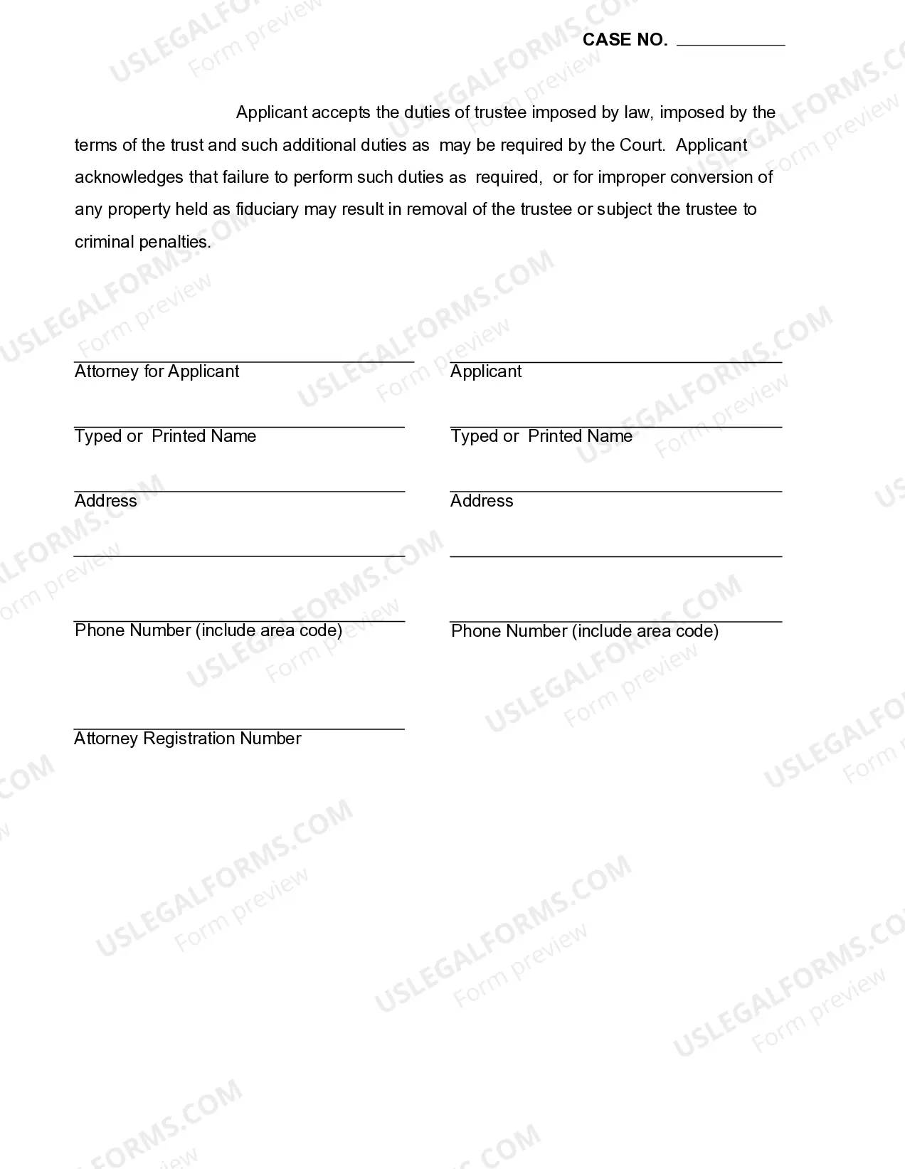 Preview Application For Appointment Of Trustee