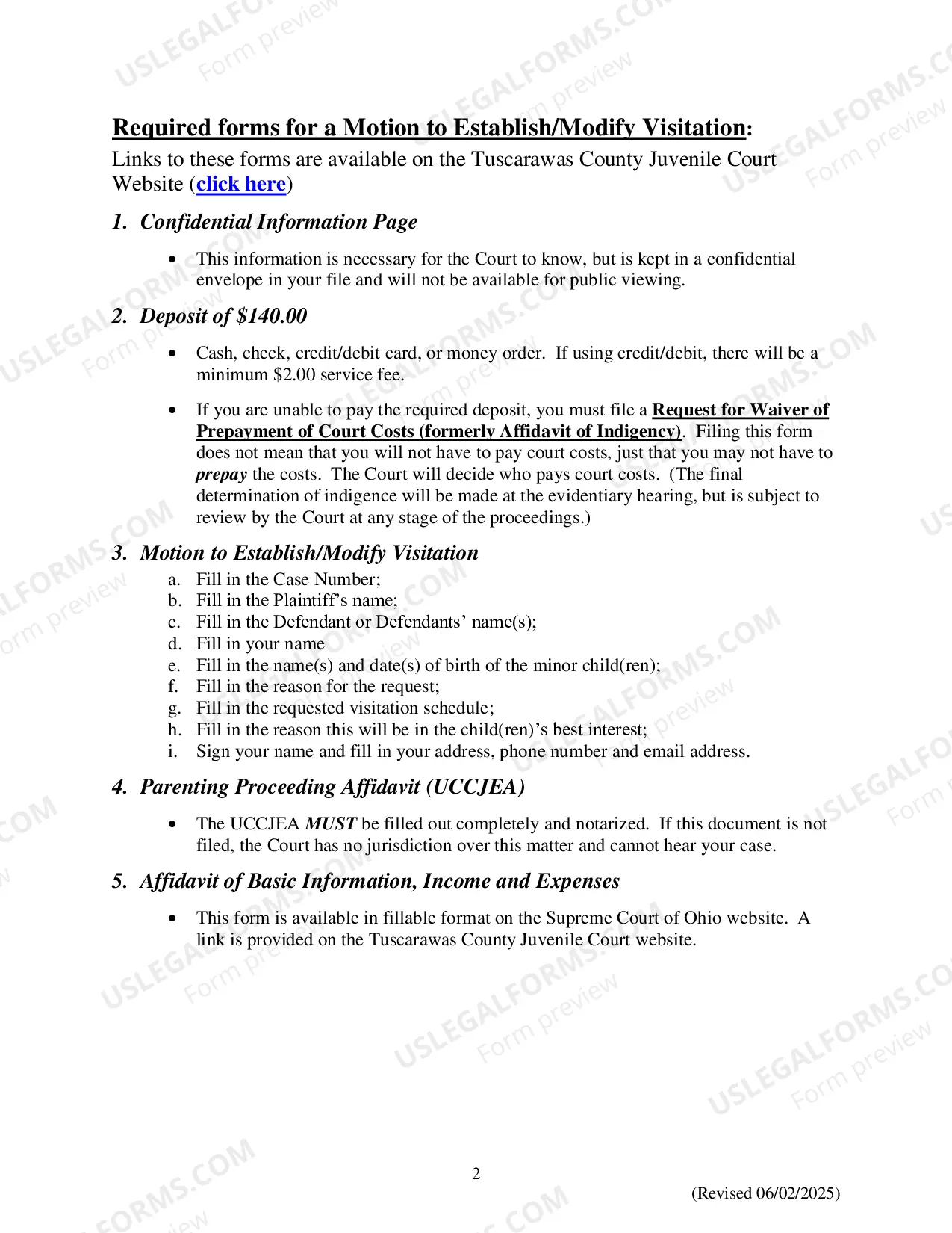 Preview Motion To Establish Modify Visitation