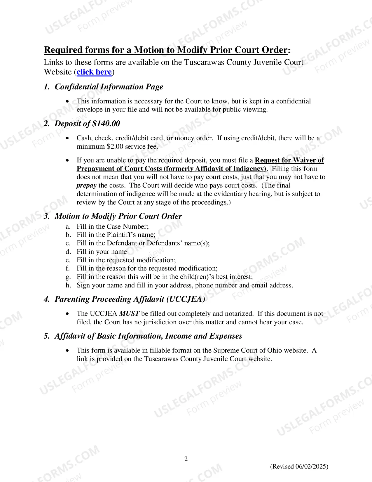 Preview Motion To Modify Prior Court Order