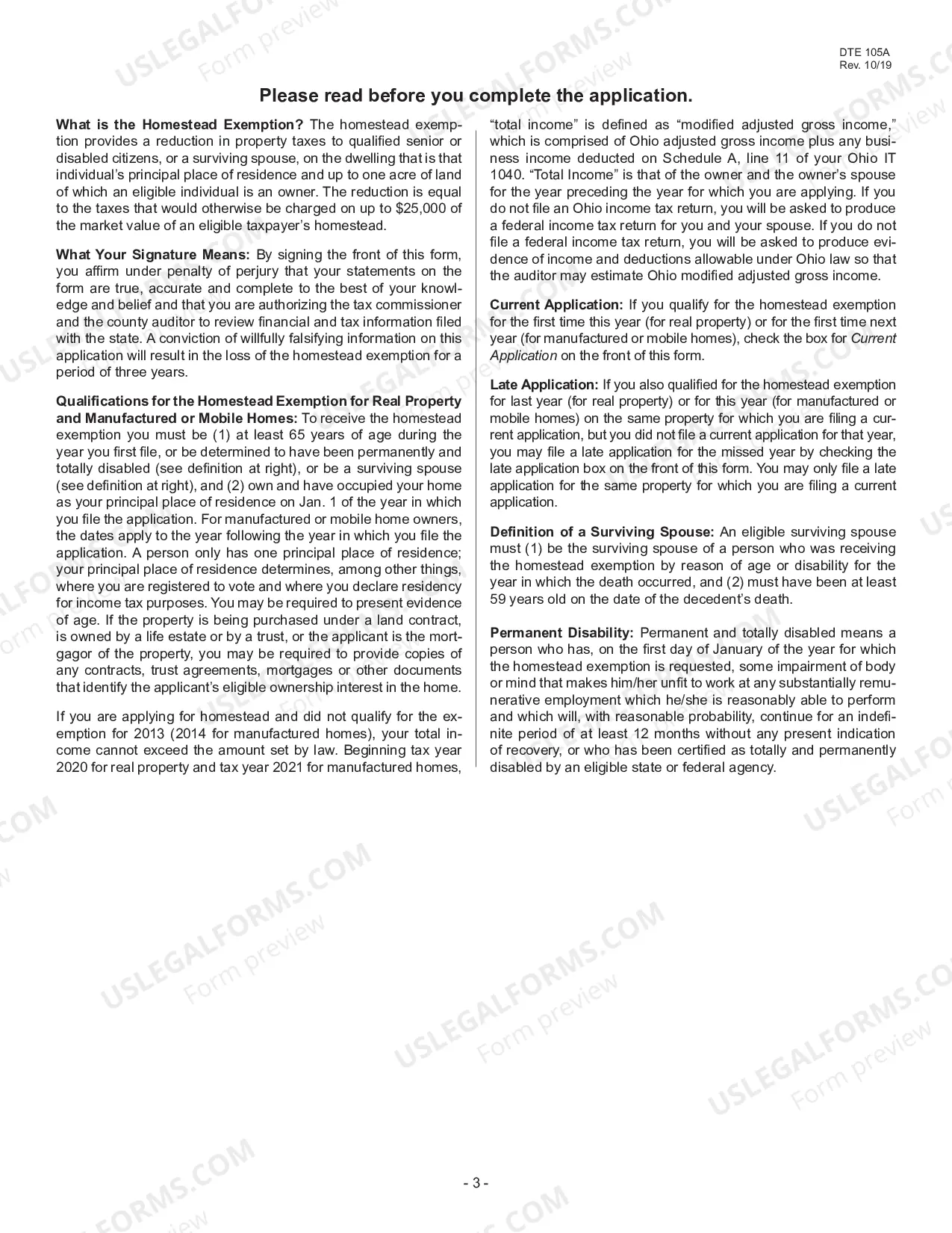 Preview Continuing Homestead Exemption Application For Senior Citizens Disabled Persons And Surviving Spouses