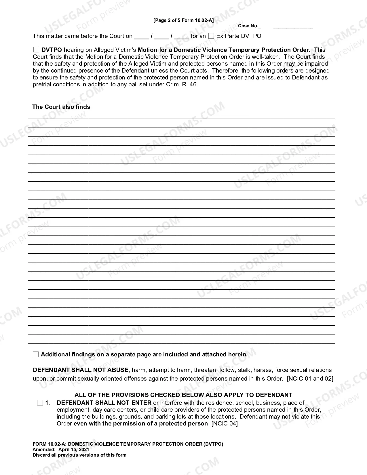 Preview Criminal Protection Order