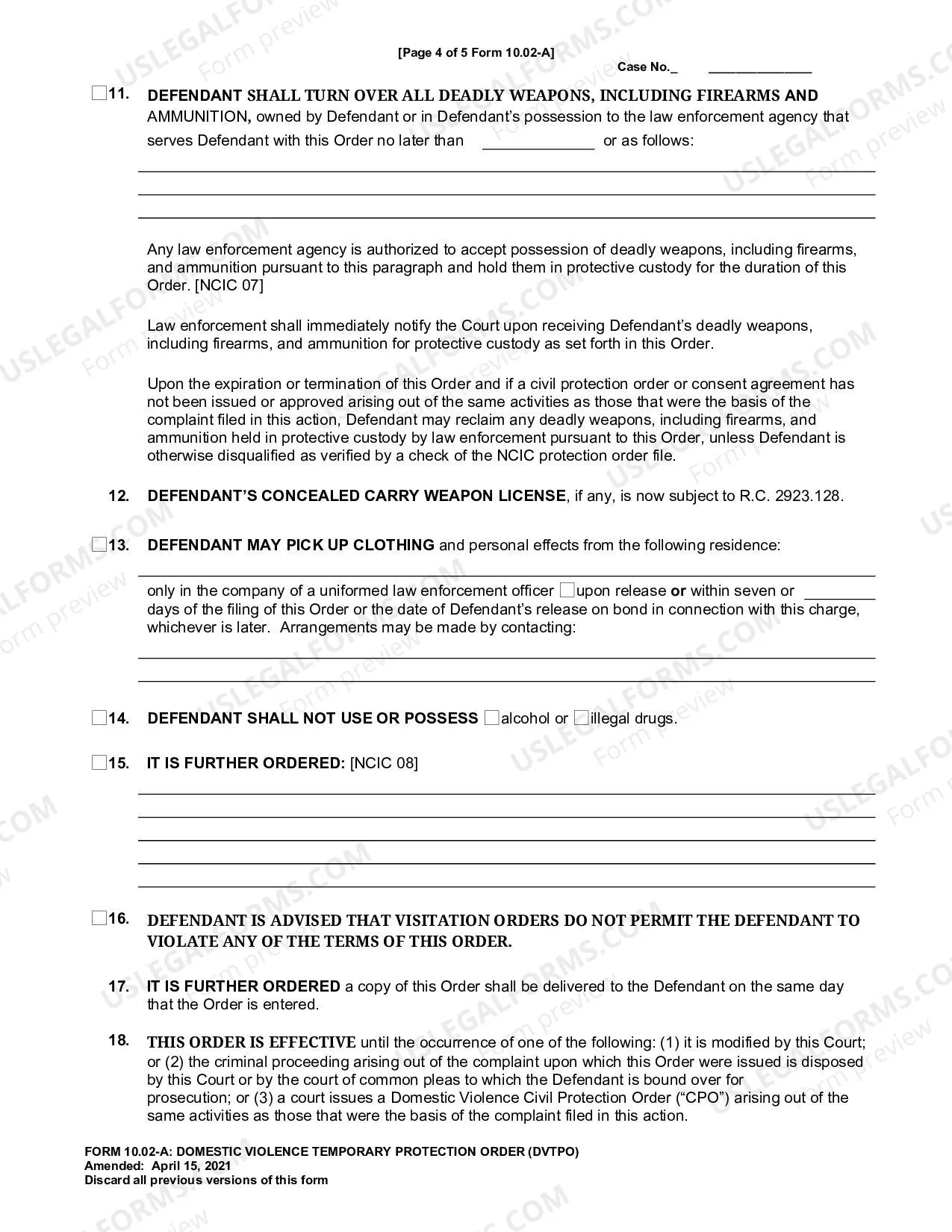 Preview Criminal Protection Order