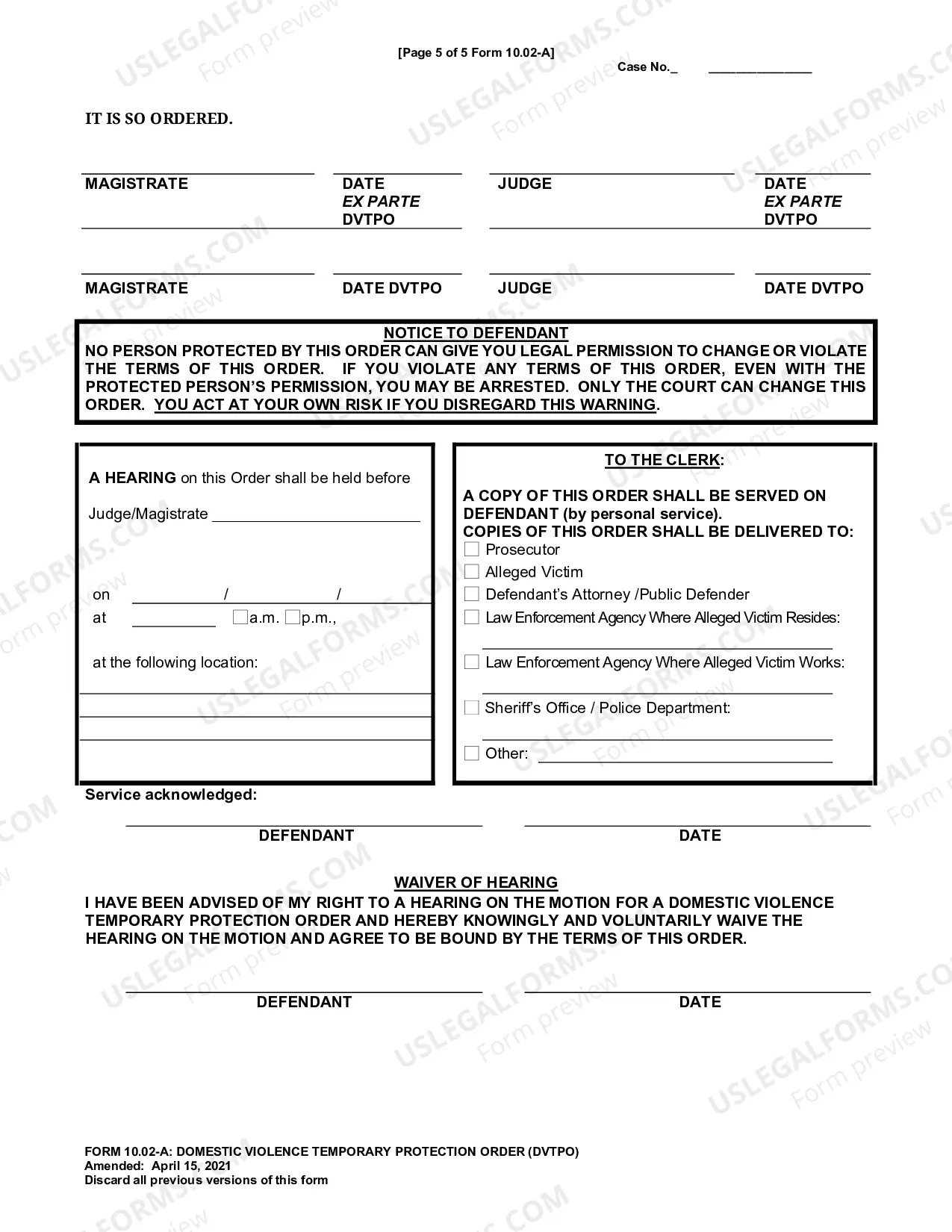 Preview Criminal Protection Order
