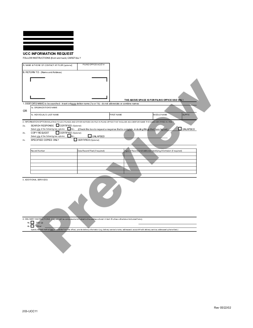 Ohio UCC11 Information Request US Legal Forms