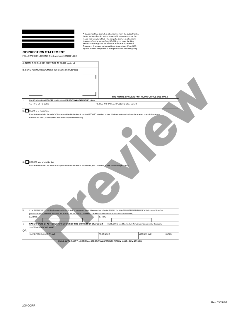 Ohio UCC5 Correction Statement US Legal Forms