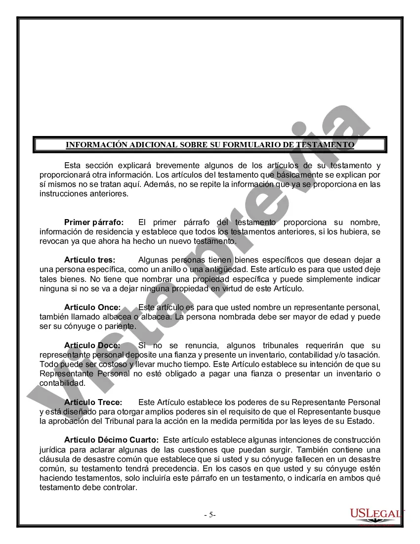 Preview Última voluntad y testamento legal para persona casada con hijos menores de edad de un matrimonio anterior