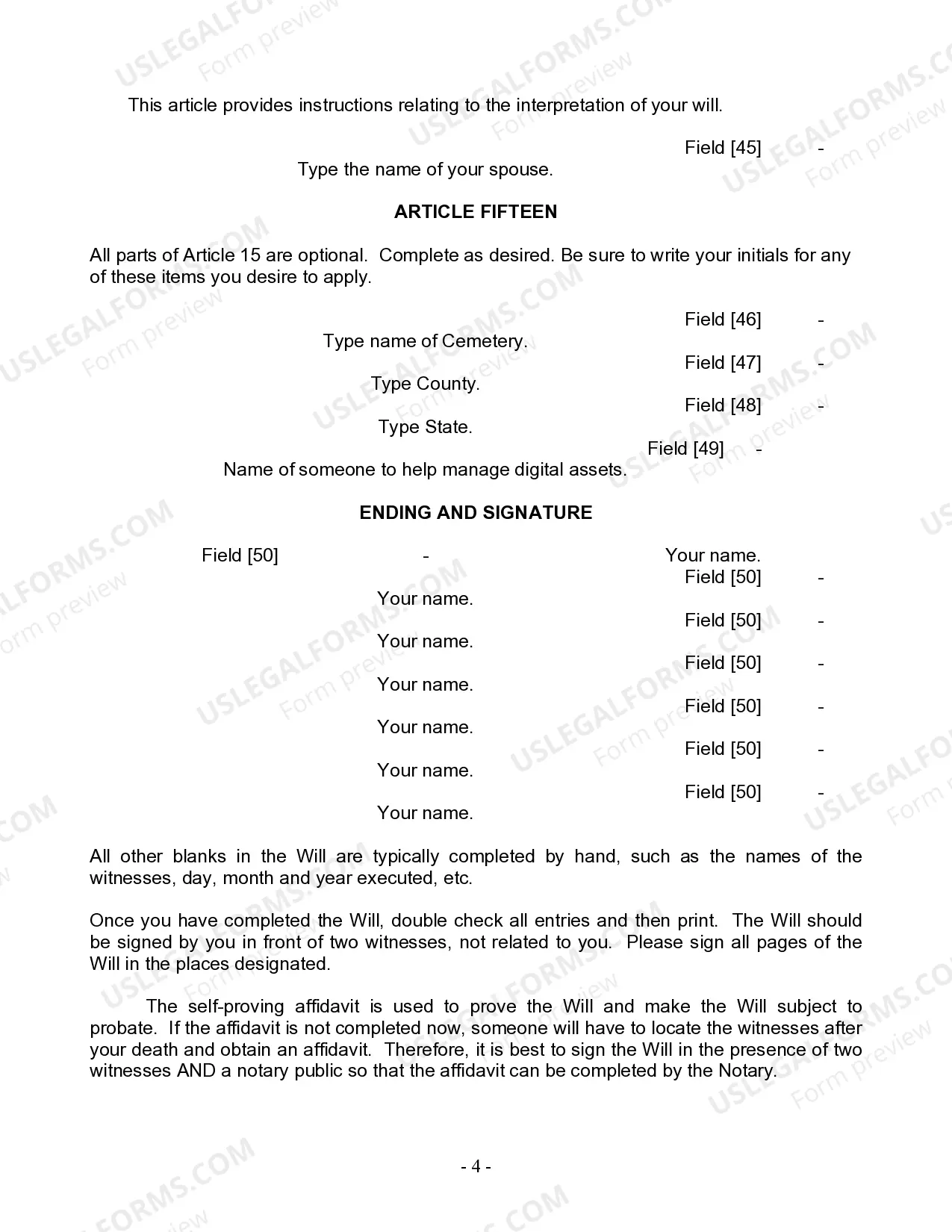 Preview Last Will and Testament for Married person with Minor Children from Prior Marriage