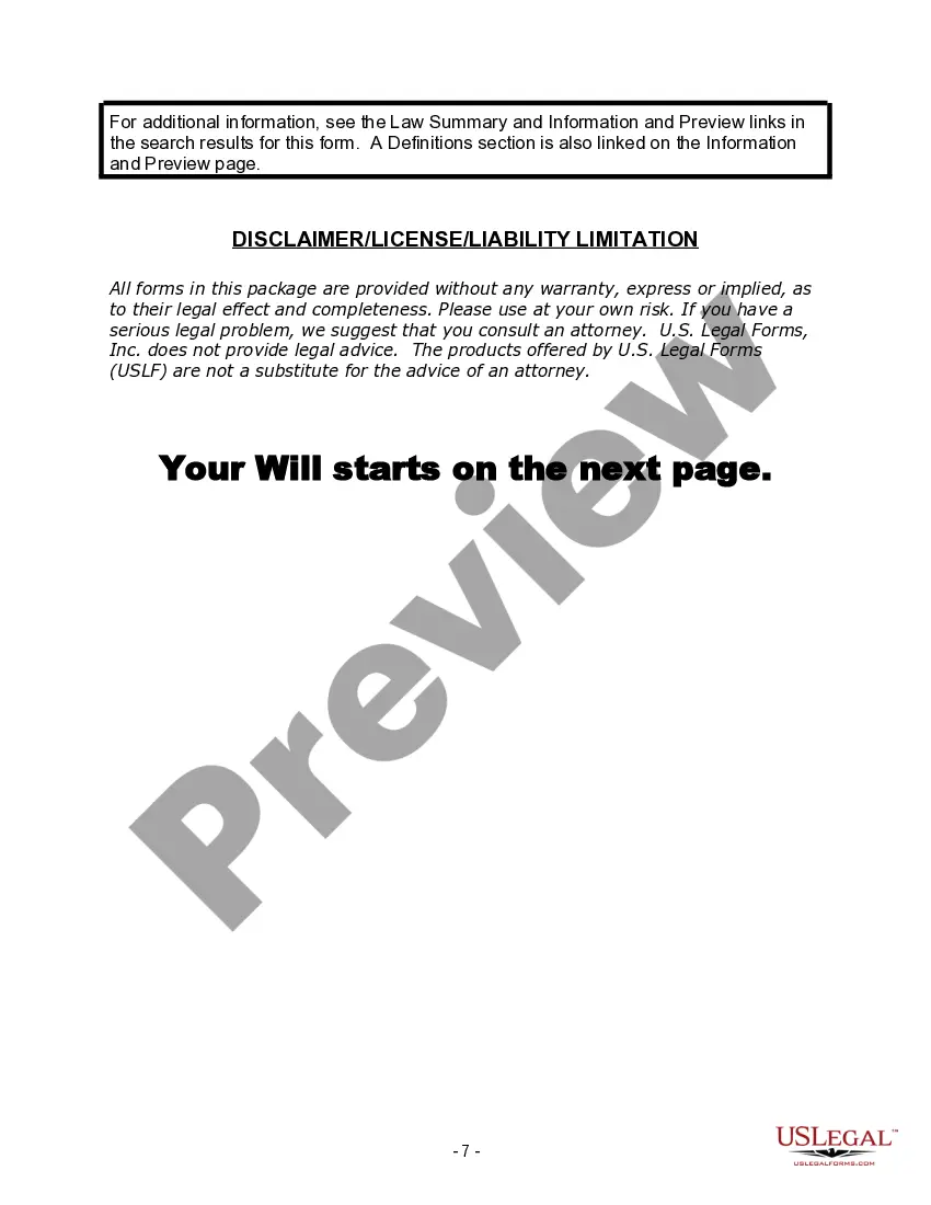 Preview Last Will and Testament for Divorced person not Remarried with Adult Children