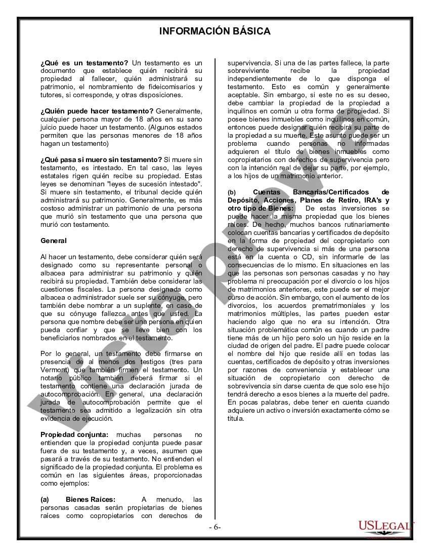 Preview Formulario de última voluntad y testamento legal para una persona casada con hijos adultos de un matrimonio anterior