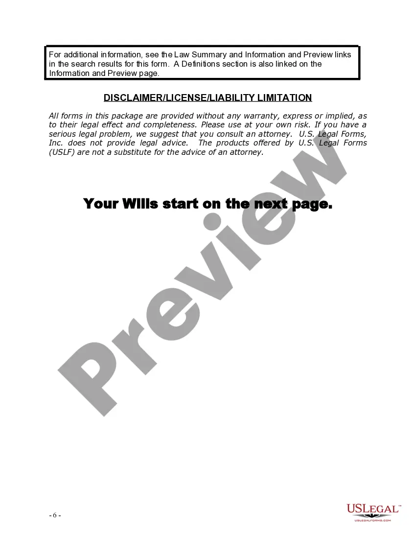 Preview Mutual Wills Package with Last Wills and Testaments for Married Couple with Adult Children
