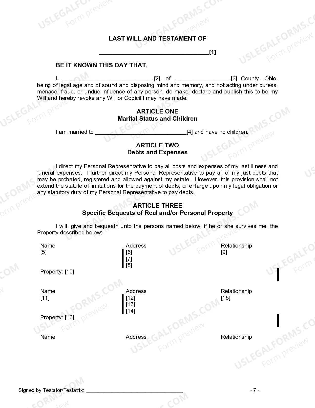 Preview Mutual Wills package with Last Wills and Testaments for Married Couple with No Children