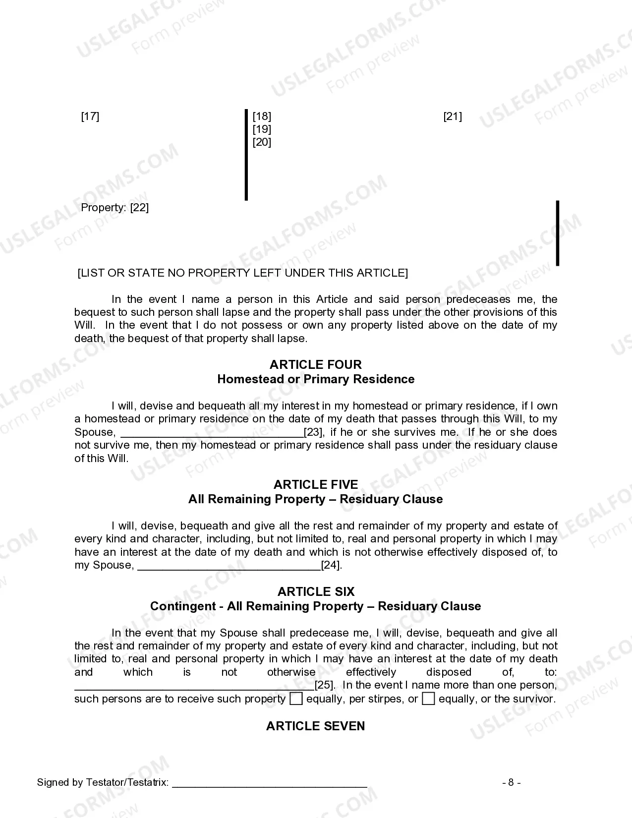 Preview Mutual Wills package with Last Wills and Testaments for Married Couple with No Children