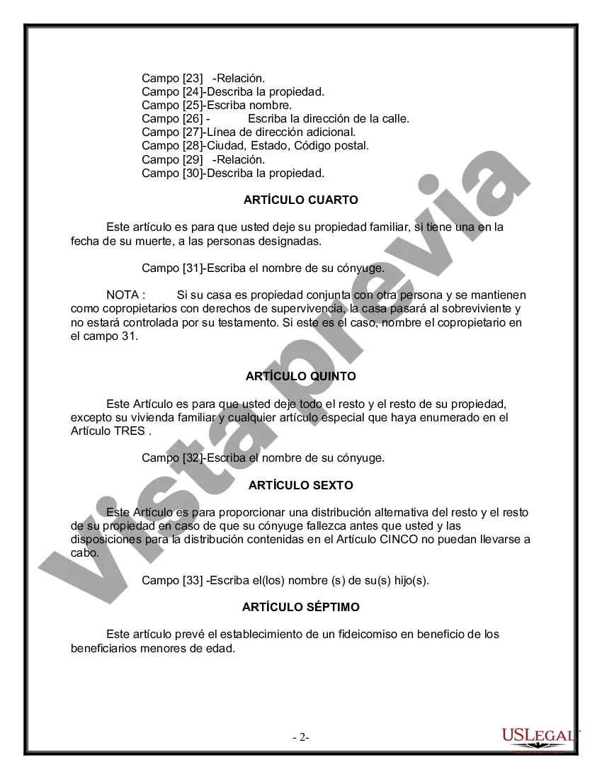 Preview Paquete de Voluntades Mutuas con Últimas Voluntades y Testamentos para Pareja Casada con Hijos Menores