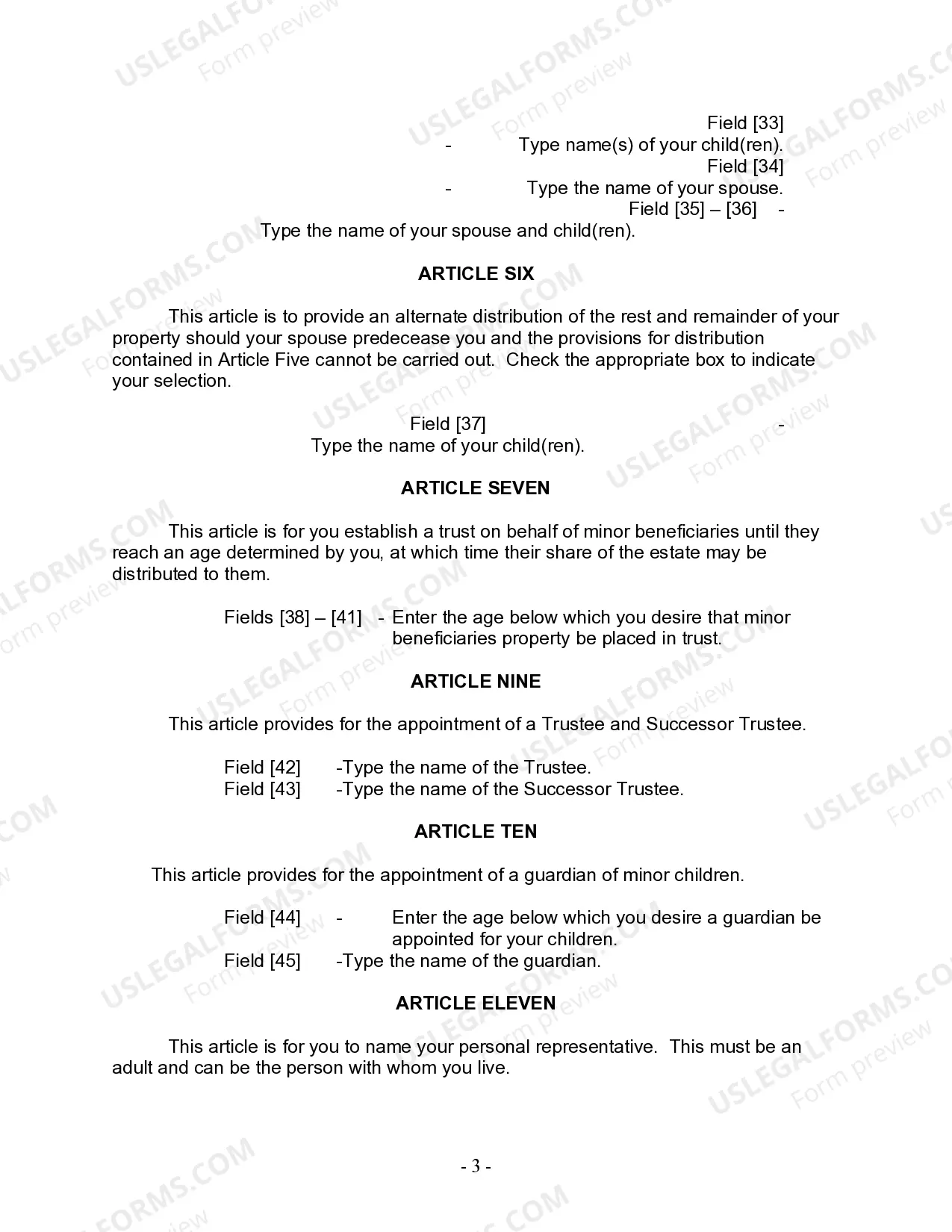 Preview Last Will and Testament for Married Person with Adult and Minor Children from Prior Marriage