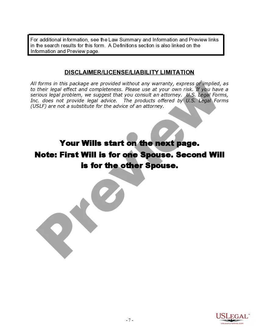 Preview Mutual Wills Package with Last Wills and Testaments for Married Couple with Adult and Minor Children