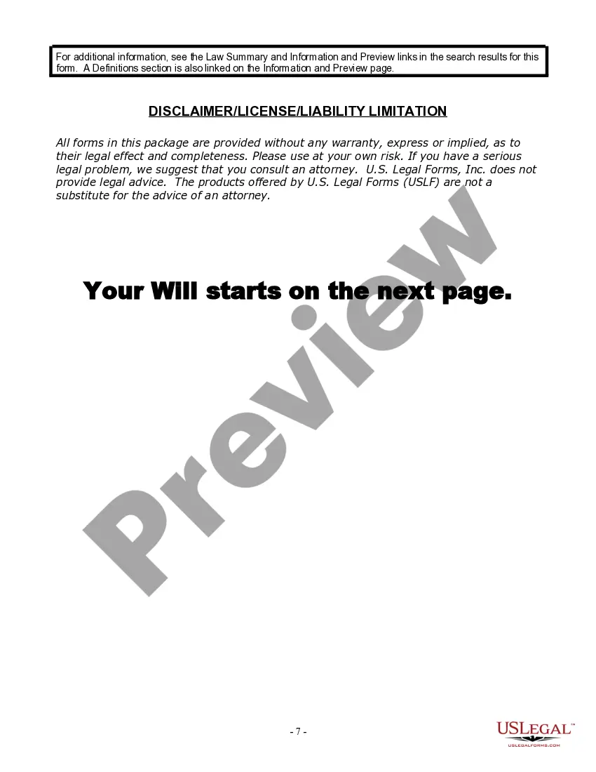 Preview Last Will and Testament for a Widow or Widower with Adult Children