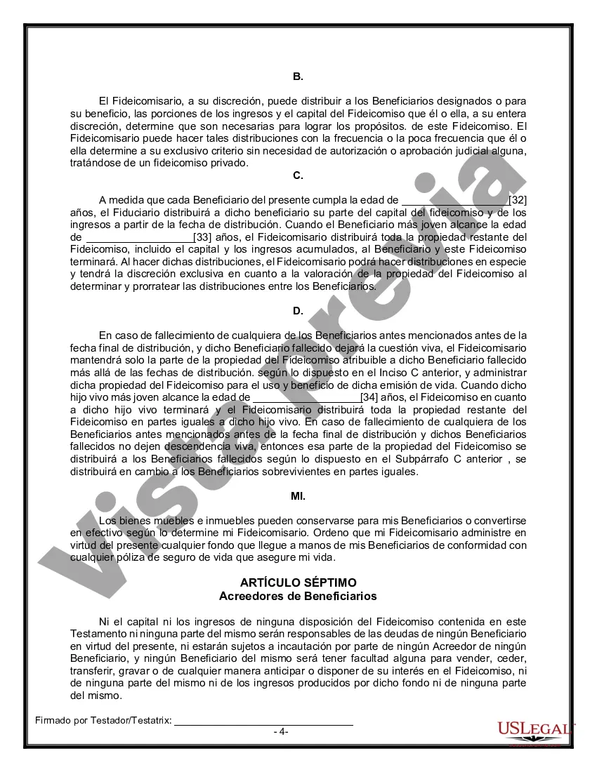 Preview Formulario Legal de Última Voluntad y Testamento para Viuda o Viudo con Hijos Menores