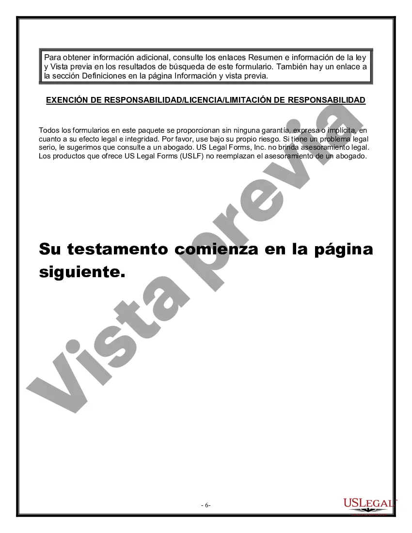 Preview Formulario Legal de Última Voluntad y Testamento para Viuda o Viudo con Hijos Menores