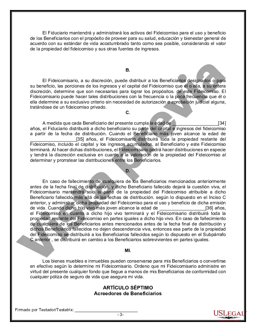 Preview Formulario Legal de Última Voluntad y Testamento para una Viuda o Viudo con Hijos Adultos y Menores