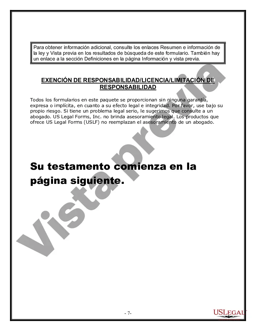 Preview Formulario Legal de Última Voluntad y Testamento para una Viuda o Viudo con Hijos Adultos y Menores