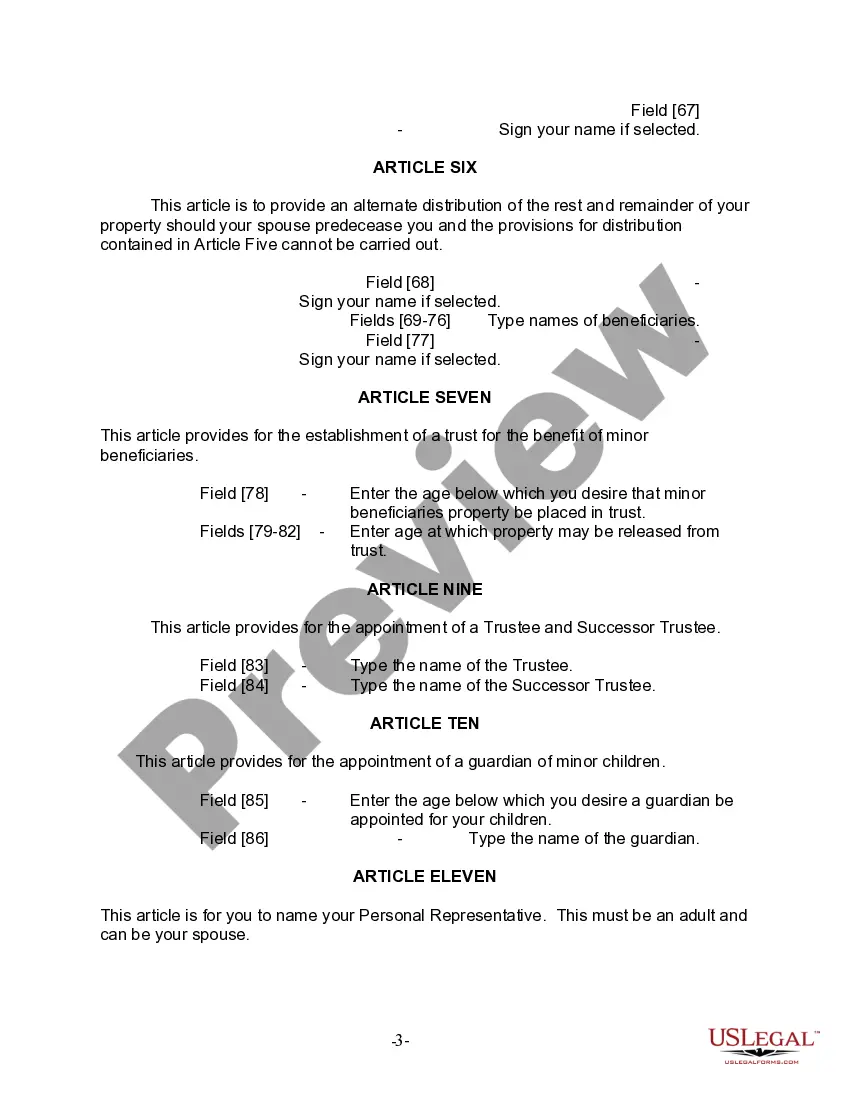 Preview Last Will and Testament for Divorced and Remarried Person with Mine, Yours and Ours Children