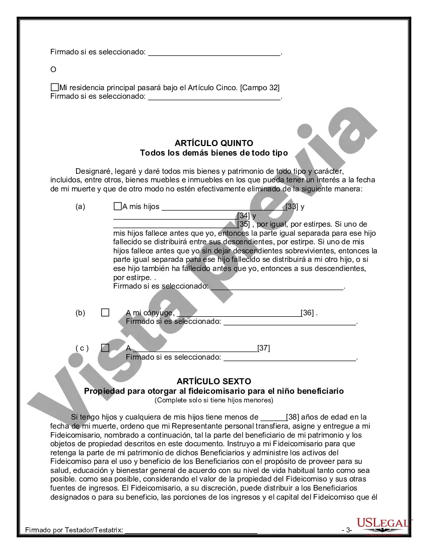 Preview Última voluntad y testamento para otras personas