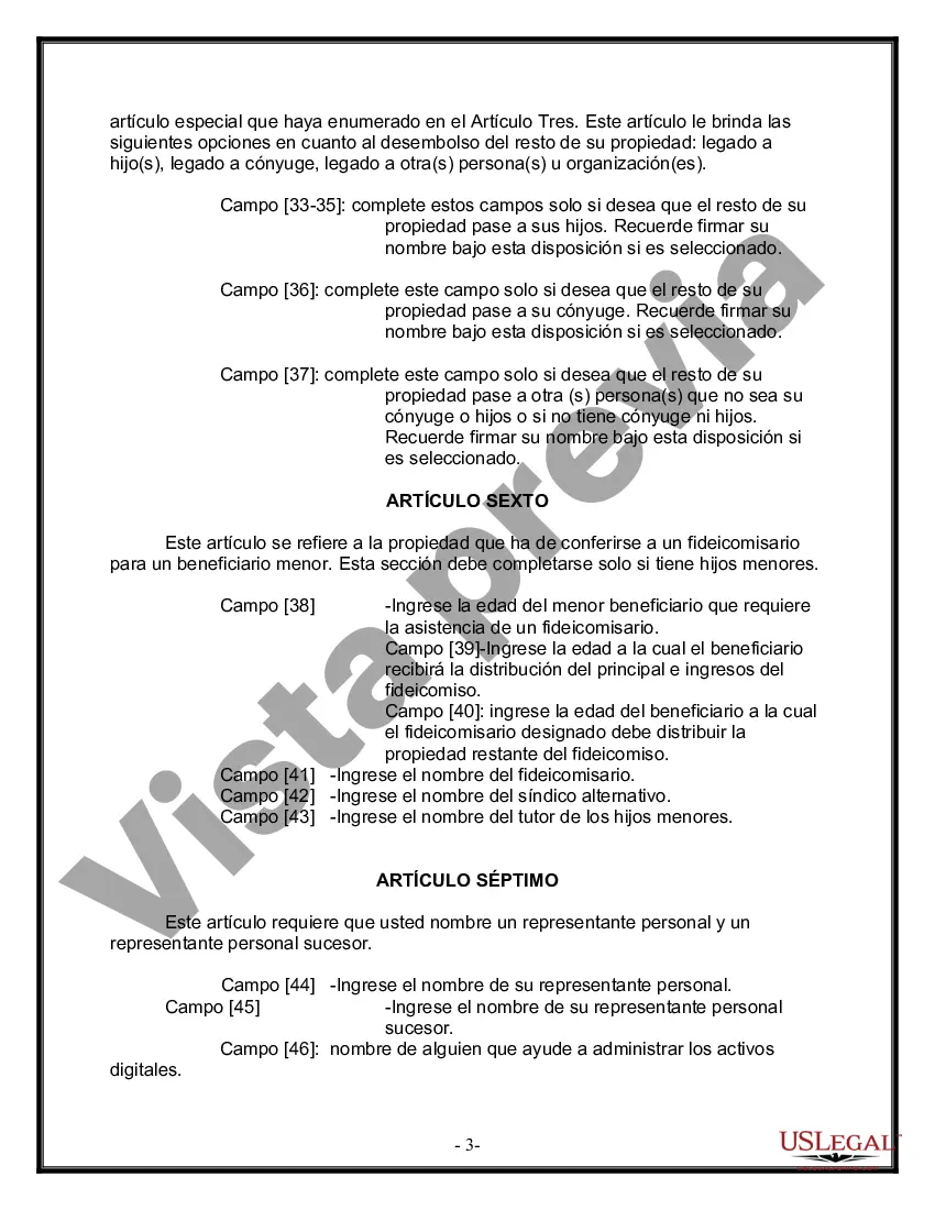 Preview Última voluntad y testamento para otras personas