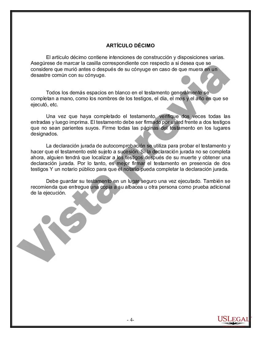 Preview Última voluntad y testamento para otras personas