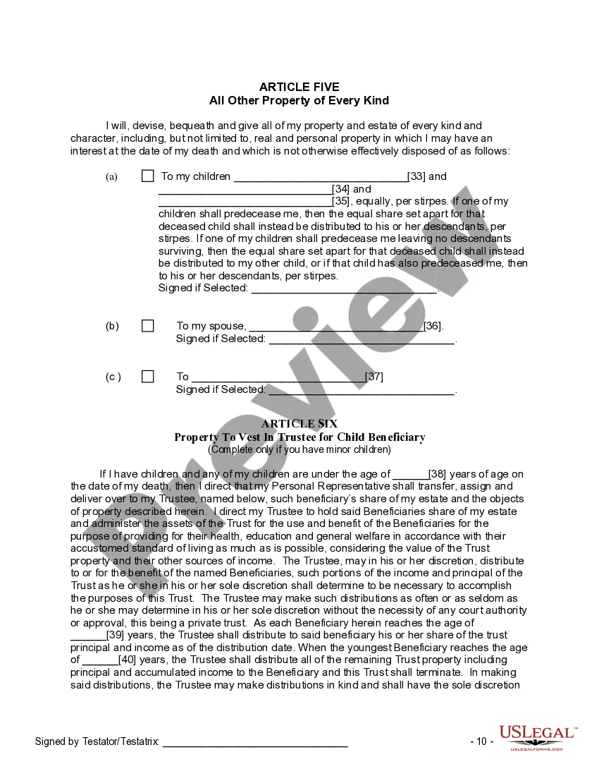 Preview Last Will and Testament for other Persons