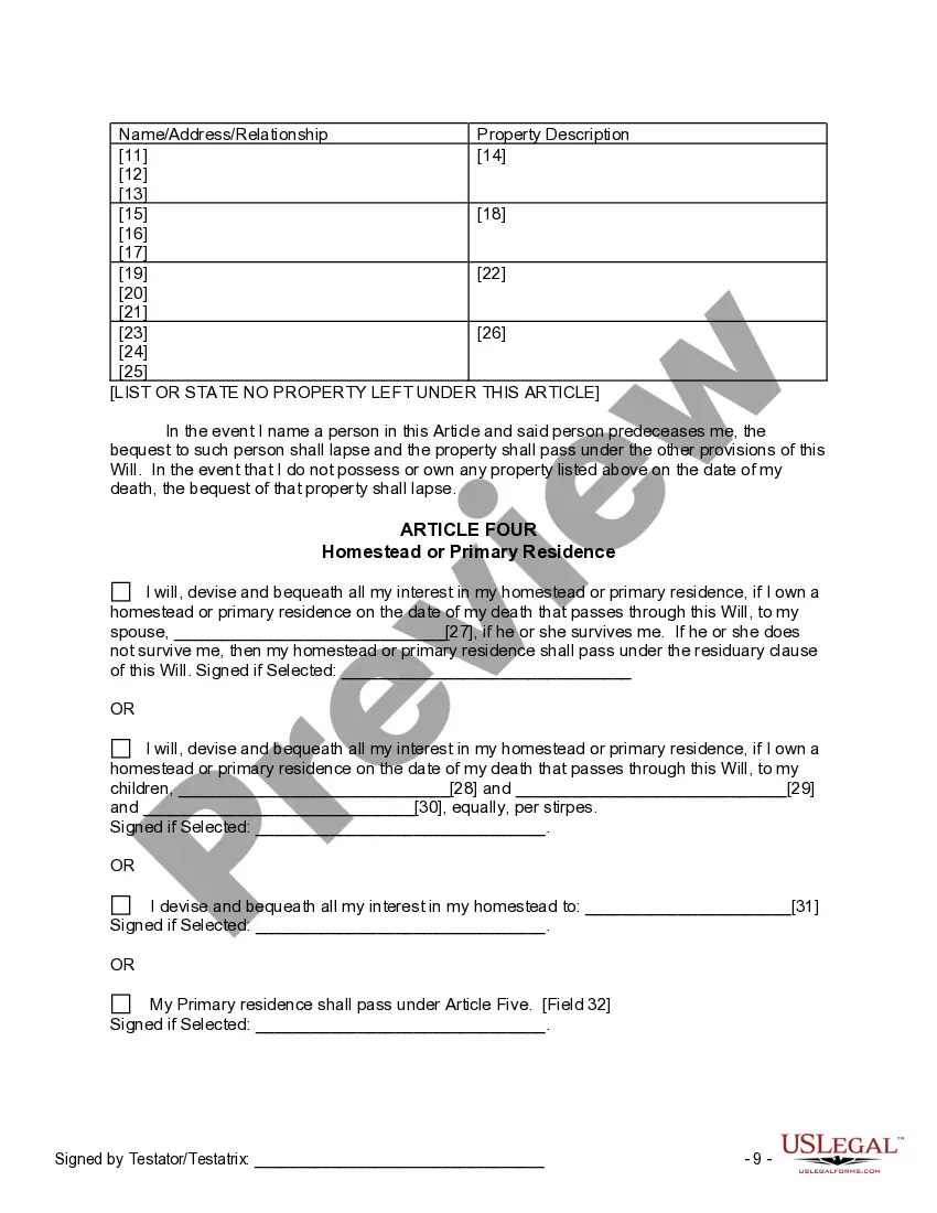 Preview Last Will and Testament for other Persons