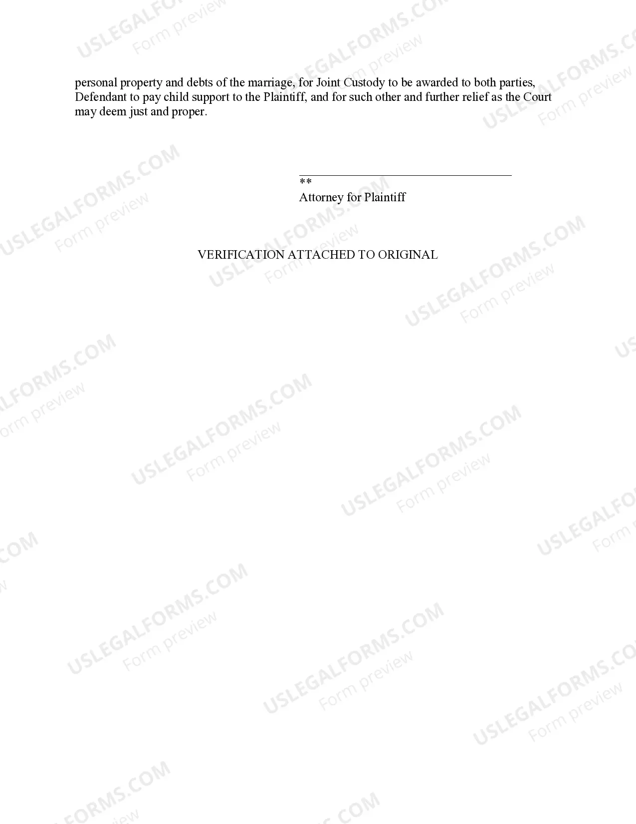 Preview Petition for Divorce