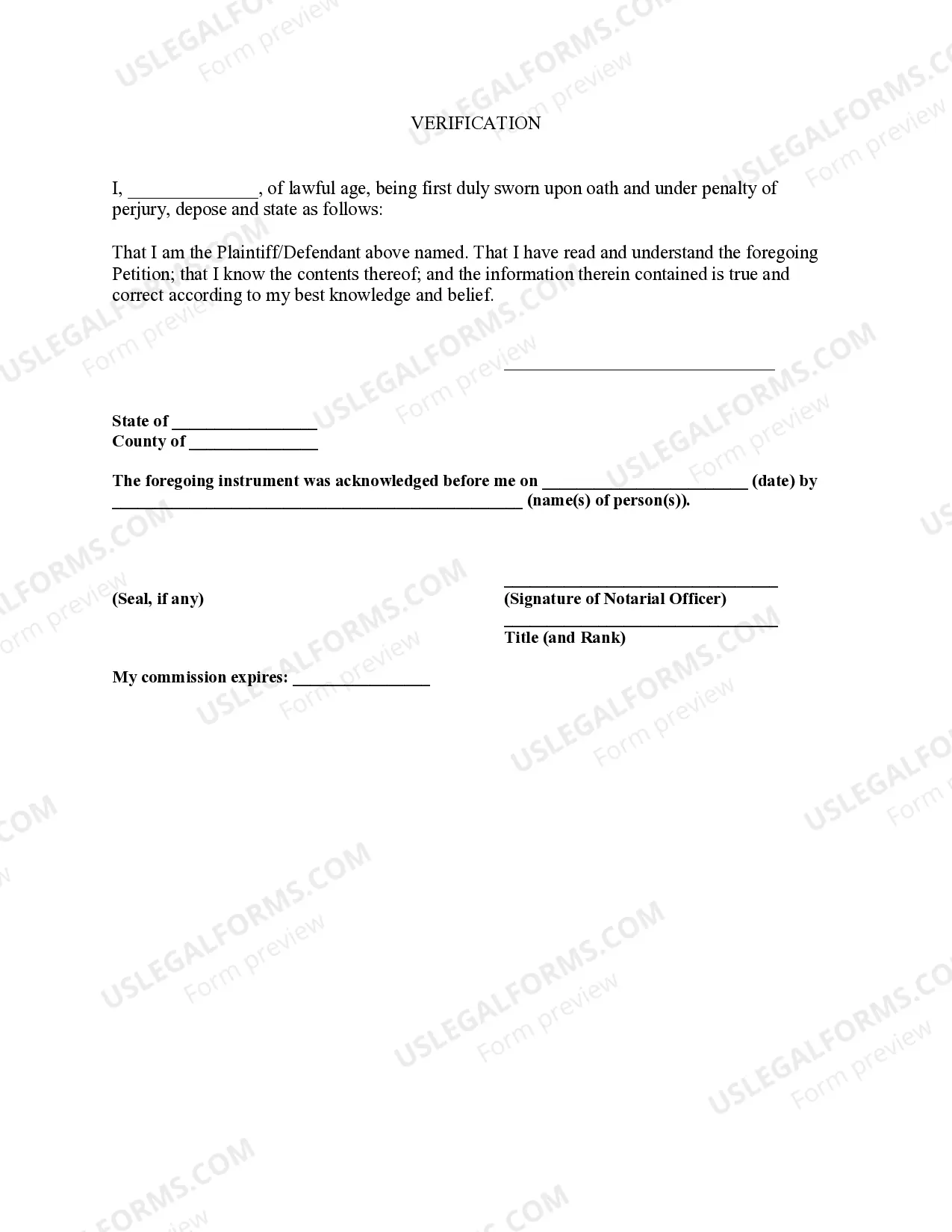 Preview Petition for Divorce