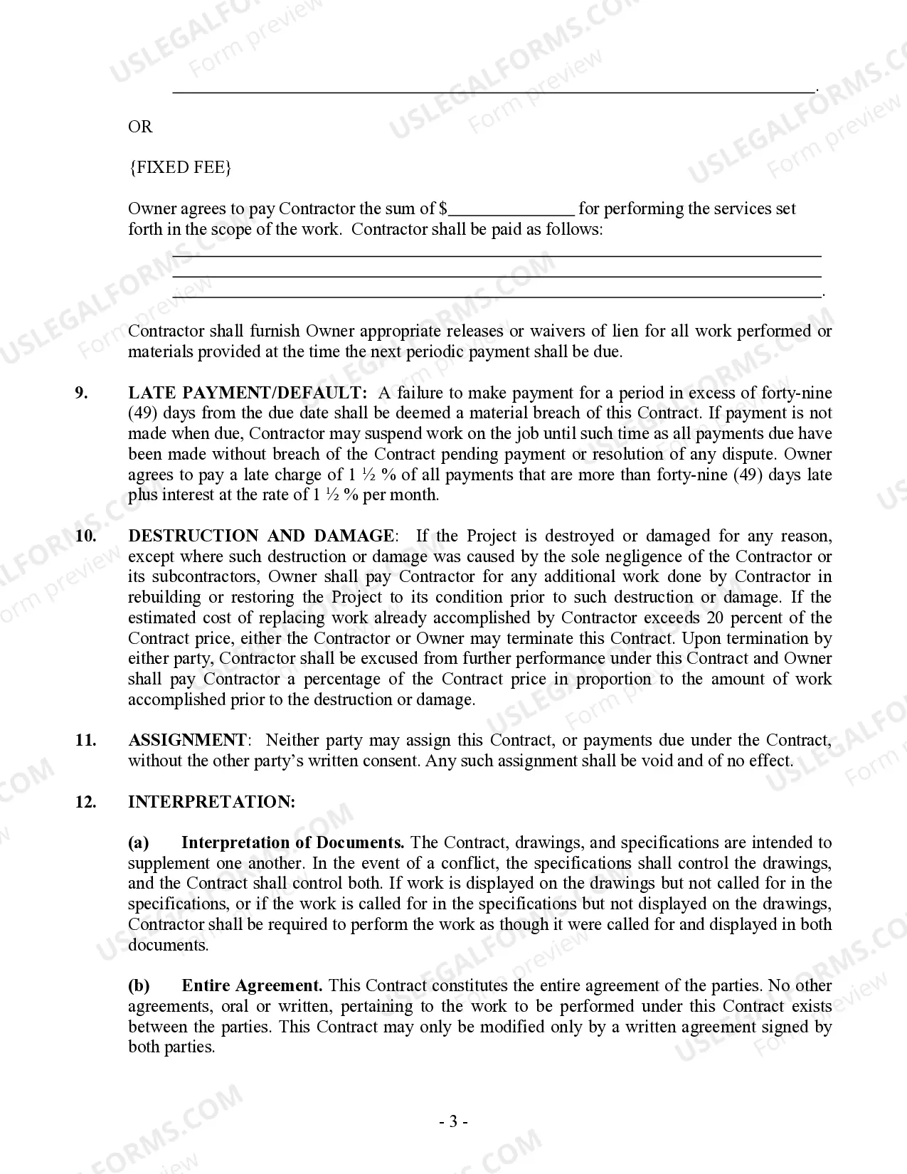 Preview Painting Contract for Contractor