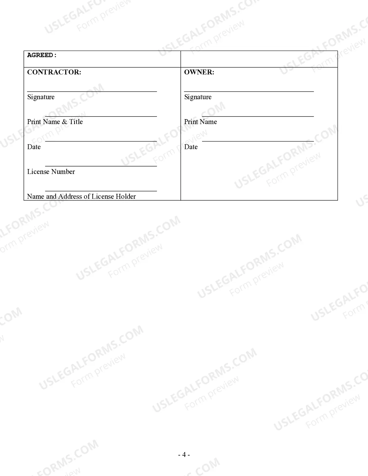 Preview Trim Carpenter Contract for Contractor