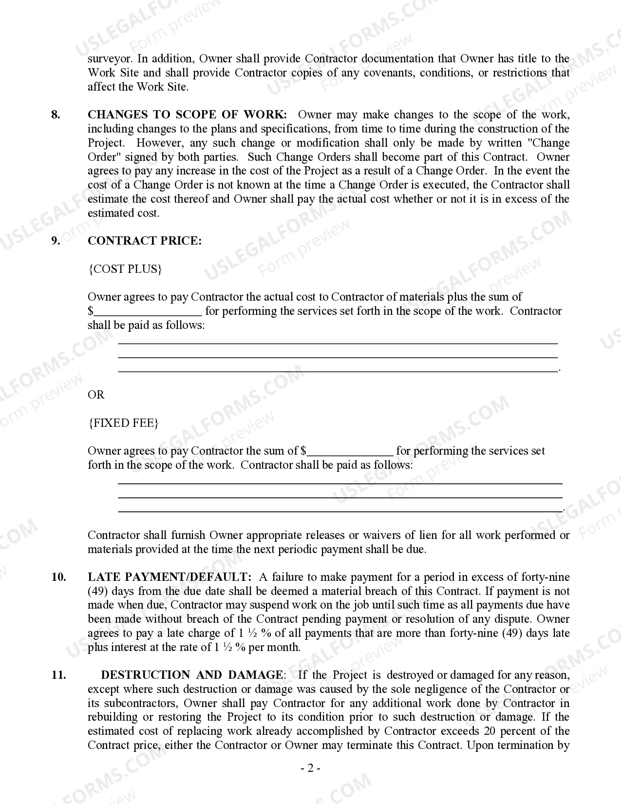 Preview Fencing Contract for Contractor