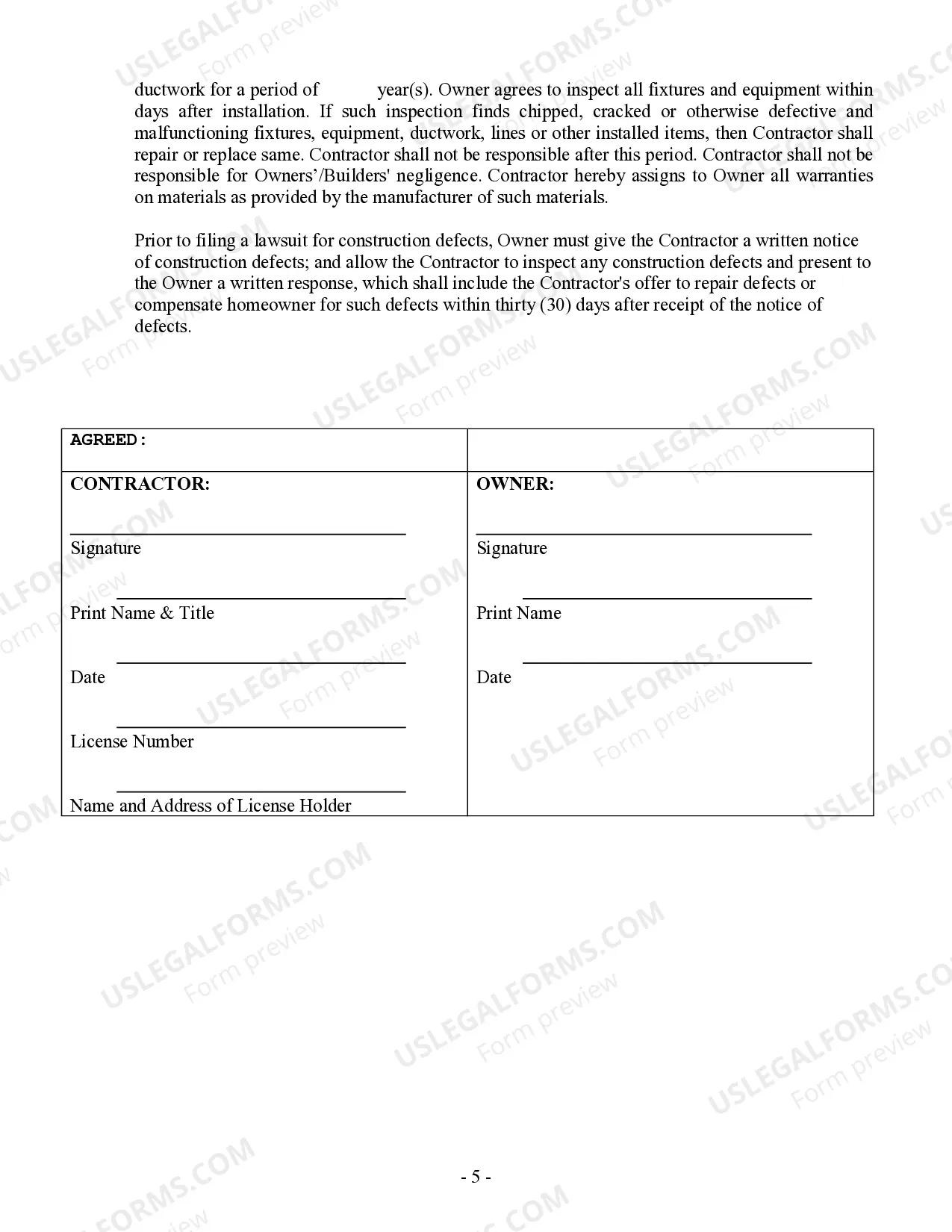 Preview HVAC Contract for Contractor