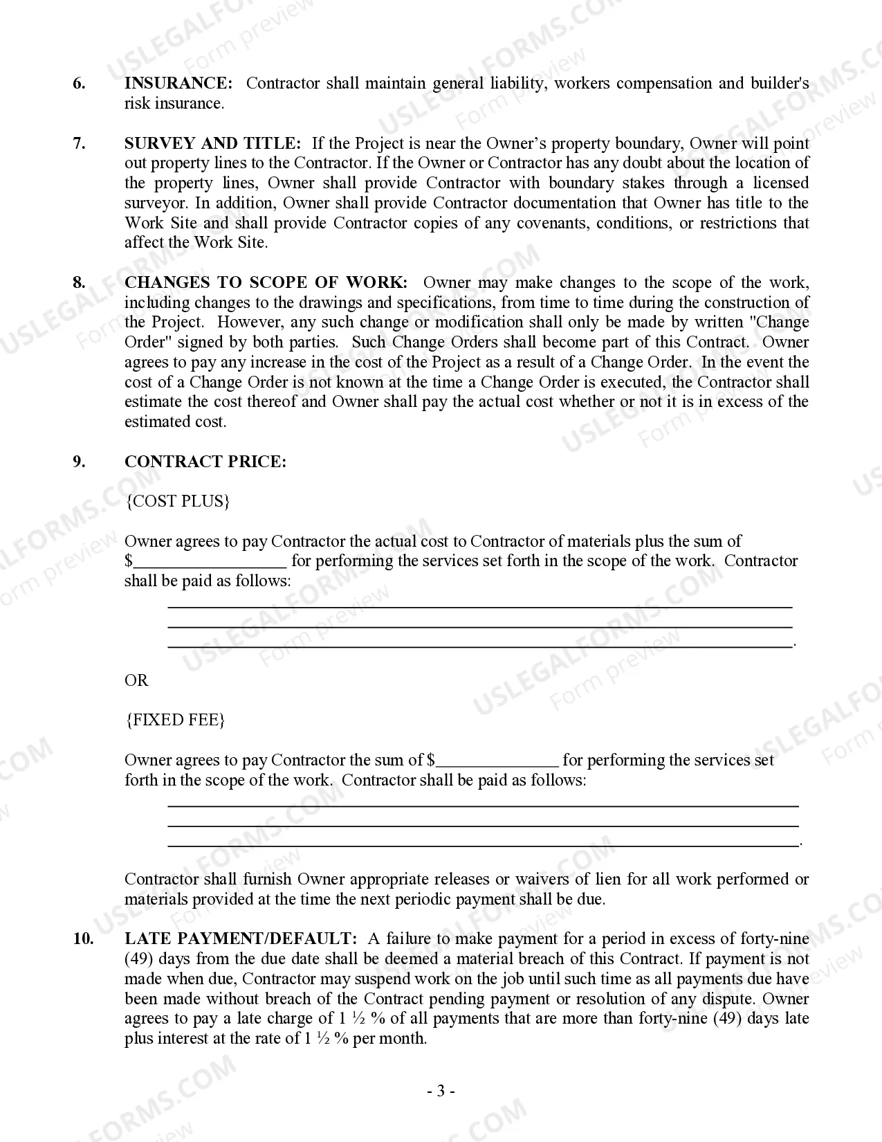 Preview Renovation Contract for Contractor