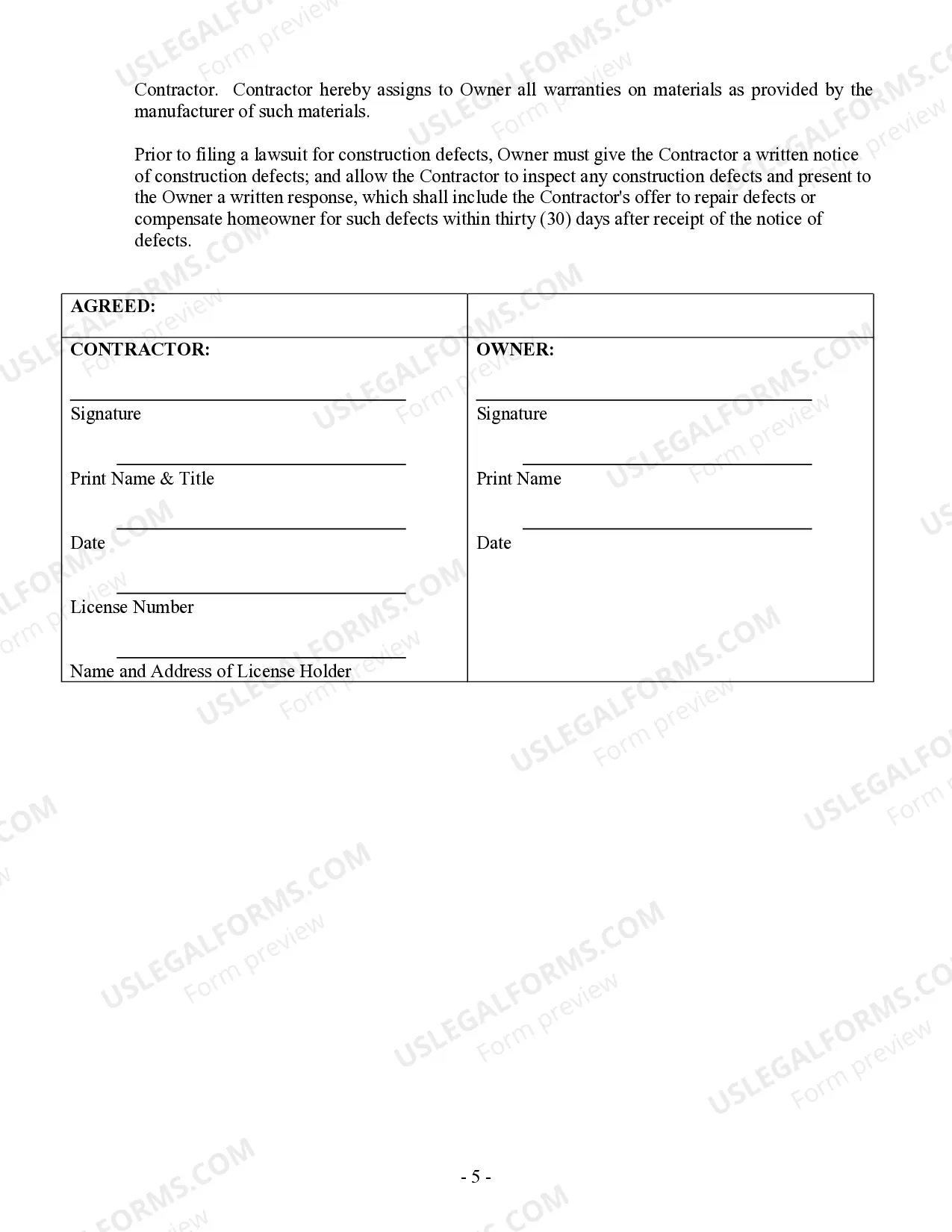 Preview Renovation Contract for Contractor