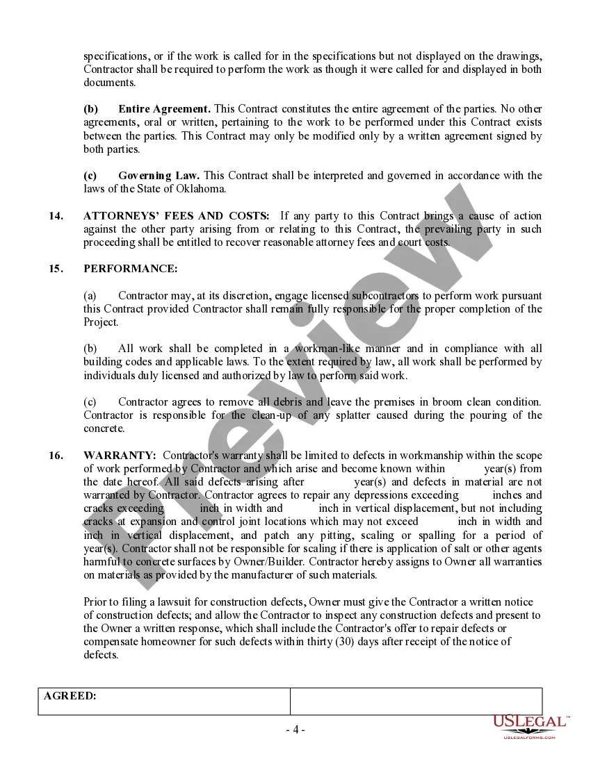 Preview Concrete Mason Contract for Contractor